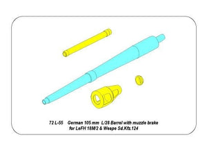 Canon allemand Aber 72L-55 de 105 mm pour LeFH 18 « Wespe » 1/72 – imagen 3