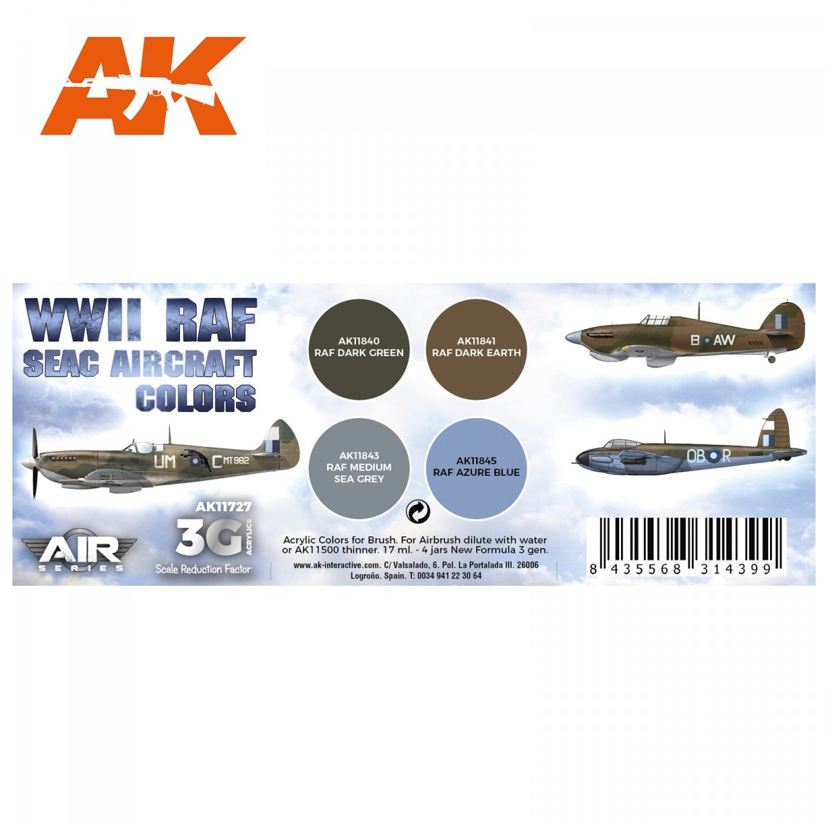 AK Interactive AK11727 Couleurs des avions de la RAF SEAC de la Seconde Guerre mondiale 4x17 ml – immagine 2