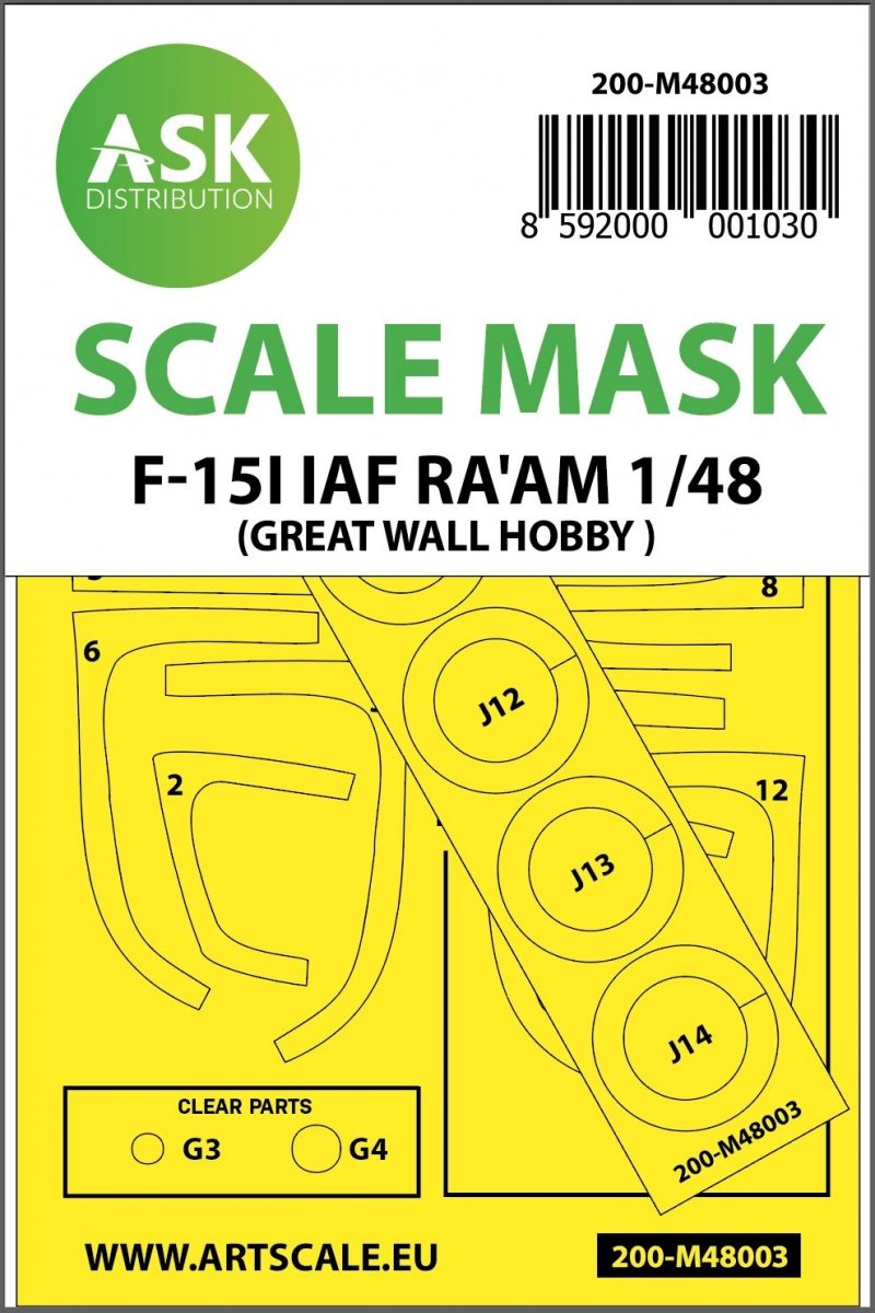 Masque de peinture double face ASK M48003 F-15I Ra'am pour Great Wall Hobby 1/48 