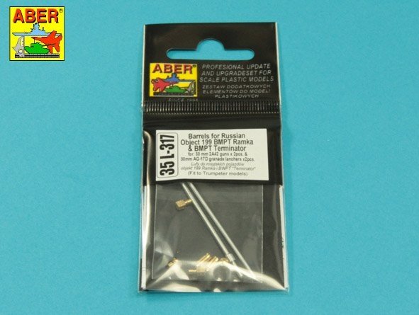 Aber 35L-317 Jeu de canons pour BMPT Object 199 « Ramka » Terminator : 2 x 2A45 mm, 2 x AGS-17 30 mm, échelle 1/35