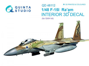 Intérieur imprimé en 3D et coloré sur papier décalcomanie Quinta Studio QD48112 F-15I (pour kit GWH) 1/48