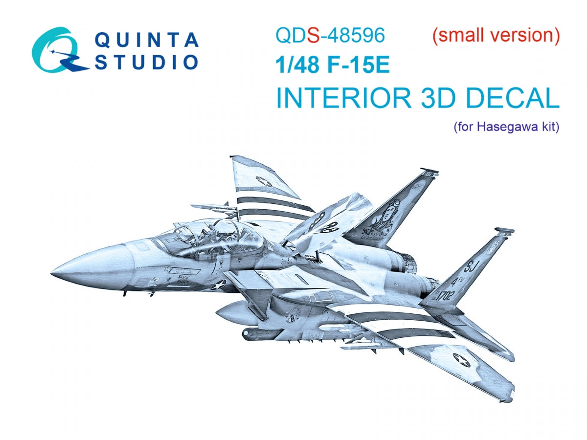 Intérieur imprimé en 3D et coloré sur papier décalcomanie Quinta Studio QDS-48596 F-15E (Hasegawa) (Petite version) 1/48