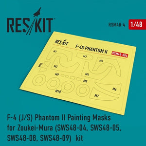 Masques de peinture RESKIT RSM48-0004 F-4 (J/S) Phantom II pour maquette Zoukei-Mura (SWS48-04, SWS48-05, SWS48-08, SWS48-09) au 1/48