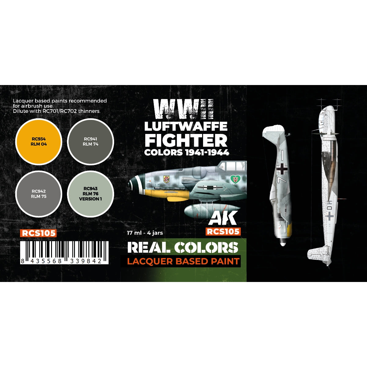 AK Interactive RCS105 Couleurs des chasseurs de la Luftwaffe 1941-1944 4x17ml – image 2