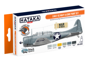 Coffret de peinture Hataka HTK-CS53 pour les premiers épisodes de l&amp;#39;US Navy et de l&amp;#39;USMC (6 x 17 ml)