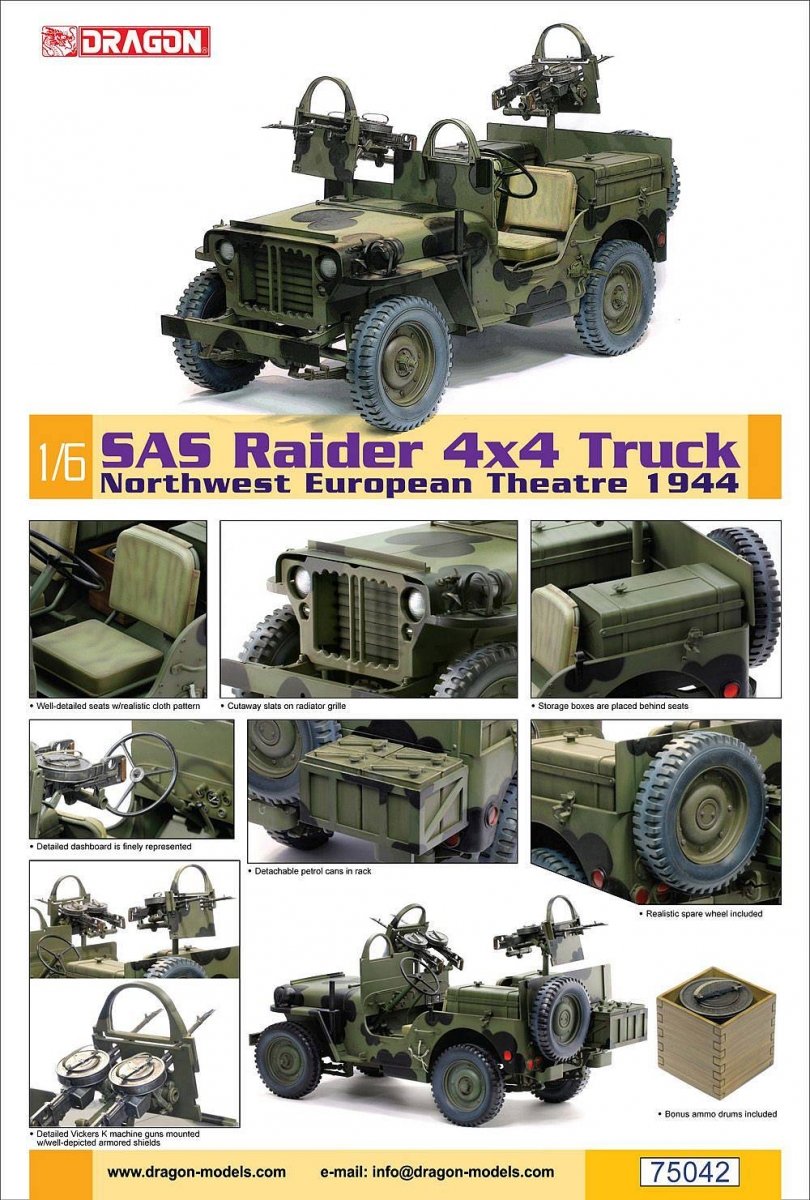 Dragon 75042 SAS Raider 4x4 Camion Théâtre d&amp;#39;opérations d&amp;#39;Europe du Nord-Ouest 1944 1/6