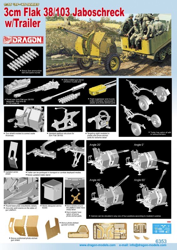 Dragon 6353 3cm Flak 38/103 Jaboschreck avec remorque (1/35) – image 2