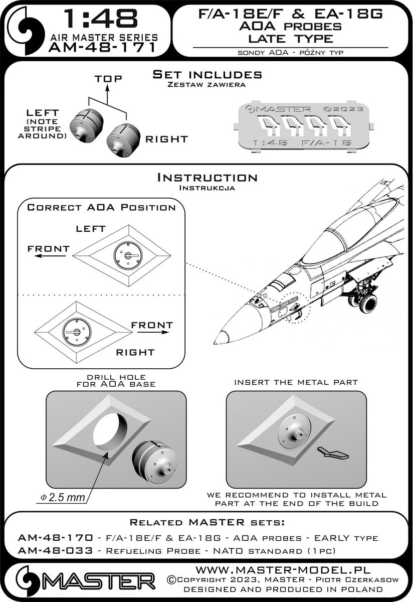Master AM-48-171 F/A-18E/F Super Hornet &amp;amp; EA-18G Growler - Sondes d&amp;#39;angle d&amp;#39;attaque - Type tardif 1/48 – image 2