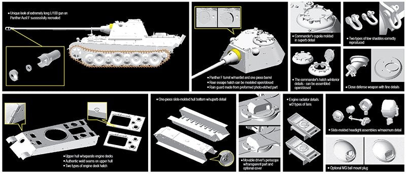 Dragon 6799 Panther Ausf.F avec 7,5 cm KwK42 L/100 (1/35) – immagine 3