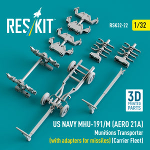 RESKIT RSK32-0022 US NAVY MHU-191/M (AERO 21A) Transporteur de munitions (avec adaptateurs pour bombes) (Flotte de porte-avions) (Maquette imprimée en 3D) 1/32 – Bild 4