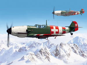 Maquette Wingsy D5-12 Chasseur de l&amp;#39;armée de l&amp;#39;air suisse MESSERSCHMITT Bf 109 E-3a 1/48