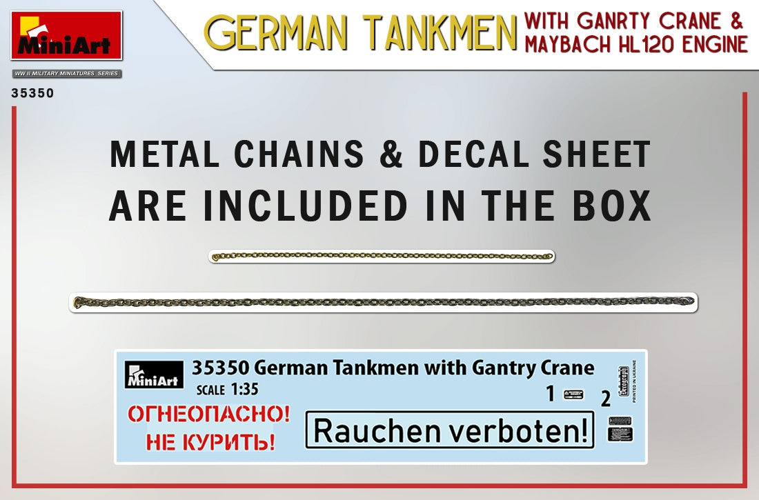 MiniArt 35350 GERMAN TANKMEN WITH GANTRY CRANE &amp; MAYBACH HL 120 ENGINE 1/35