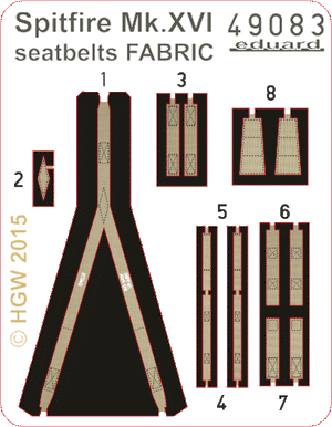Ceintures de sécurité Eduard 49083 Spitfire Mk. XVI, tissu, échelle 1/48, Eduard