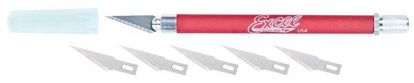 Couteau Excel 19018 K18 Grip-On avec 5 lames 20011 et capuchon de sécurité