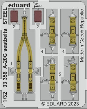 Ceintures de sécurité Eduard 33356 A-20G, acier, maquettes Hong Kong, échelle 1/32
