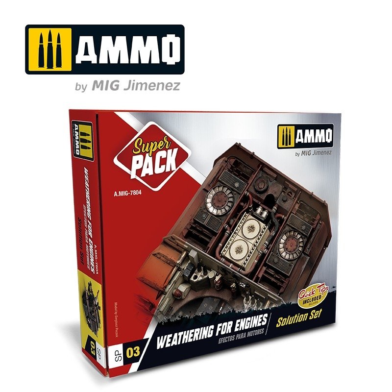 MUNITIONS du Mig Jimenez 7804 SUPER PACK. INTEMPÉRIES POUR MOTEURS. EFFETS POUR MOTEURS