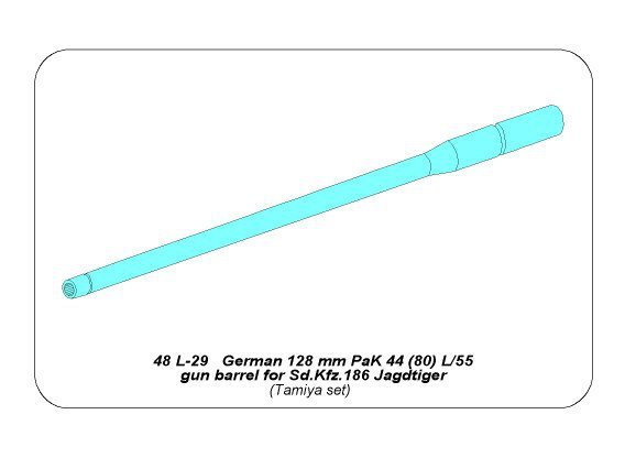 Canon de pistolet Aber 48L-29 128mm PaK 44 L/55 pour Sd.Kfz.186 Jagdtiger (1/48) – image 3