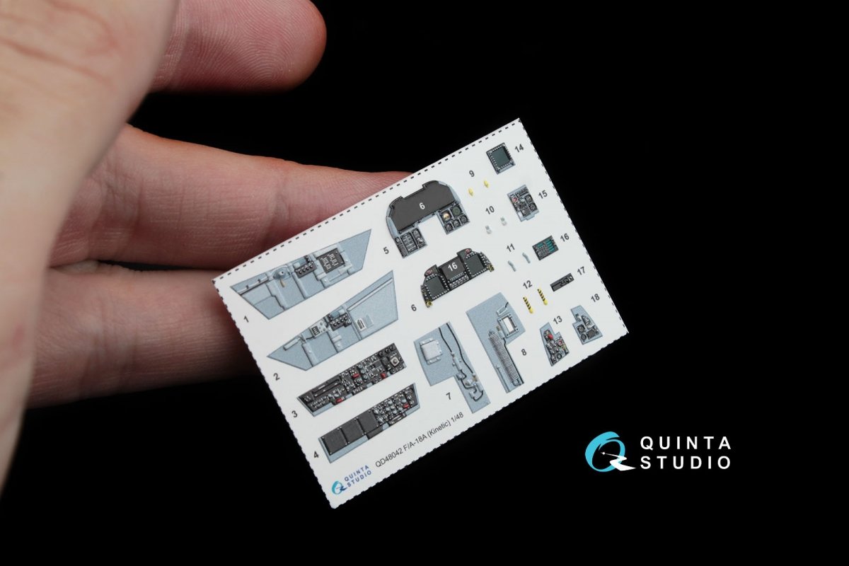 Intérieur imprimé en 3D et coloré sur papier décalcomanie Quinta Studio QD48042 F/A-18A (pour Kinetic) 1/48 – imagen 2