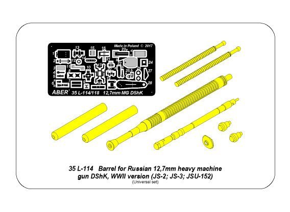 Canon Aber 35L-114 pour mitrailleuse lourde russe de 12,7 mm DShK, version Seconde Guerre mondiale (JS-2 ; JS-3 ; JSU-152) (1/35) – image 23