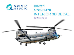 Intérieur coloré imprimé en 3D sur papier décalcomanie Quinta Studio QD72175 CH-47D (Trumpeter) 1/72