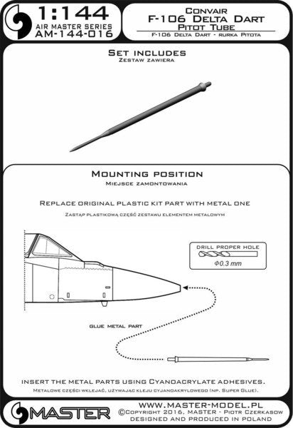 Master AM-144-016 F-106 Delta Dart - Tube de Pitot 1/144 – image 3