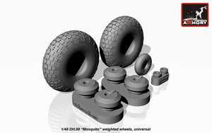 Armory Models AW48402 deHavilland DH.98 Mosquito wheels, “checkerboard” tyre pattern, weighted 1/48 – zdjęcie 3