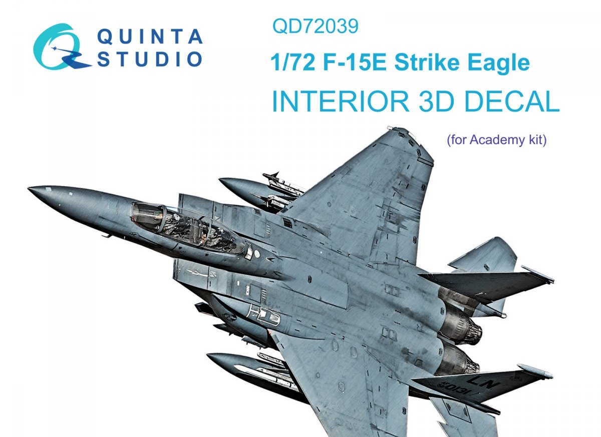 Intérieur imprimé en 3D et coloré pour le F-15E de Quinta Studio QD72039 (Academy) à l&amp;#39;échelle 1/72