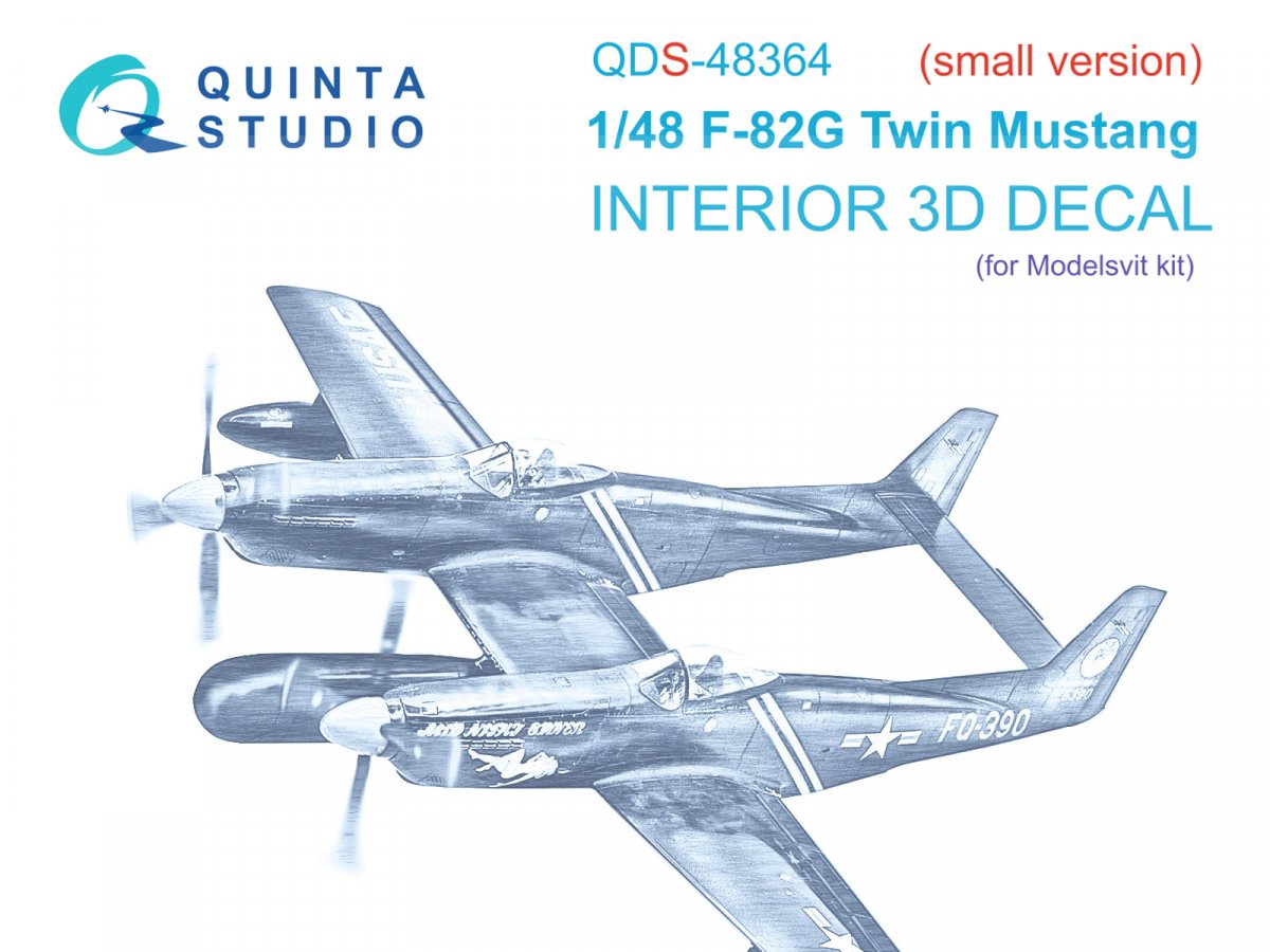 Intérieur imprimé en 3D et coloré sur papier décalcomanie Quinta Studio QDS-48364 F-82G Twin Mustang (Modelsvit) (Petite version) 1/48