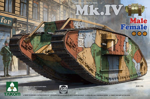 Takom 2076 Char de combat lourd Mk.IV de la Première Guerre mondiale, figurines homme/femme 2 en 1, échelle 1/35