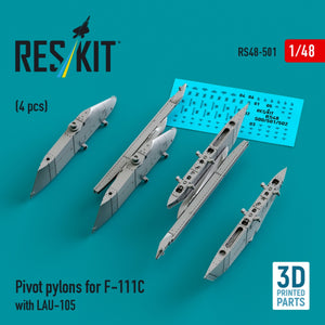 RESKIT RS48-0501 Pylônes de pivot pour F-111C avec LAU-105 (4 pièces) (Impression 3D) 1/48