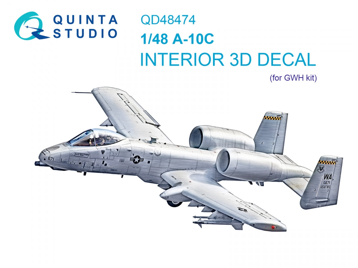Intérieur coloré imprimé en 3D sur papier décalcomanie Quinta Studio QD48474 A-10C (GWH) 1/48
