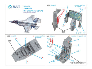 Intérieur imprimé en 3D et coloré sur papier décalcomanie Quinta Studio QD48479 F-35A (Kitty Hawk/Zimi Model) 1/48 – image 2