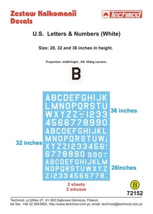 Techmod 72152 - Lettres et chiffres américains (blanc) (1/72)
