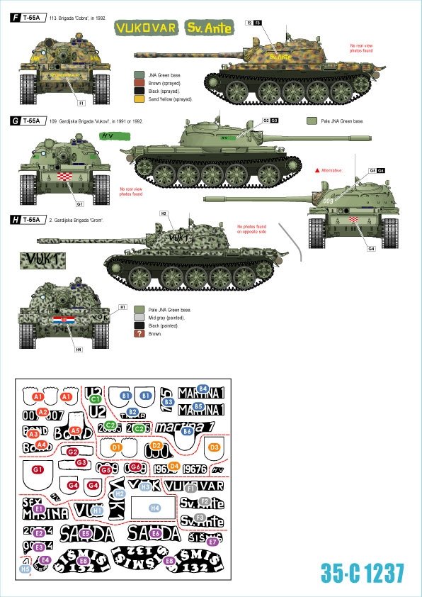Star Decals 35-C1237 Domovinski Rat / Homeland War 1991-95. T-55A. 1992-93 1/35 – zdjęcie 2
