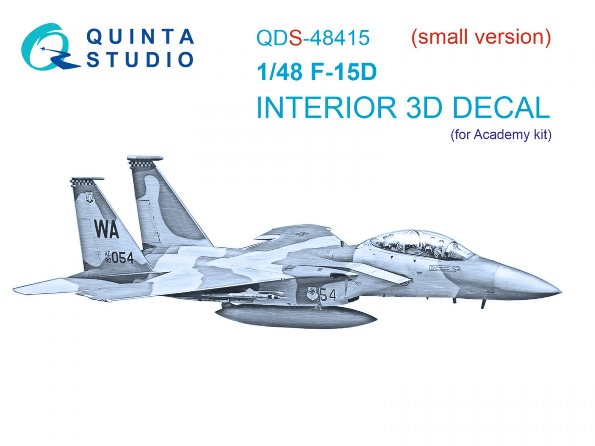 Intérieur coloré imprimé en 3D pour F-15D (Academy) de Quinta Studio QDS-48415 (petite version) à l'échelle 1/48