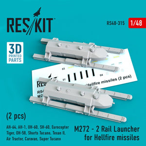 RESKIT RS48-0315 M272 - LANCE-ROULE POUR MISSILES HELLFIRE (2 PIÈCES) 1/48