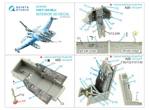Intérieur imprimé en 3D et coloré sur papier décalcomanie Quinta Studio QD48388 F-16A MLU (Kinetic) à l&amp;#39;échelle 1/48 – immagine 2