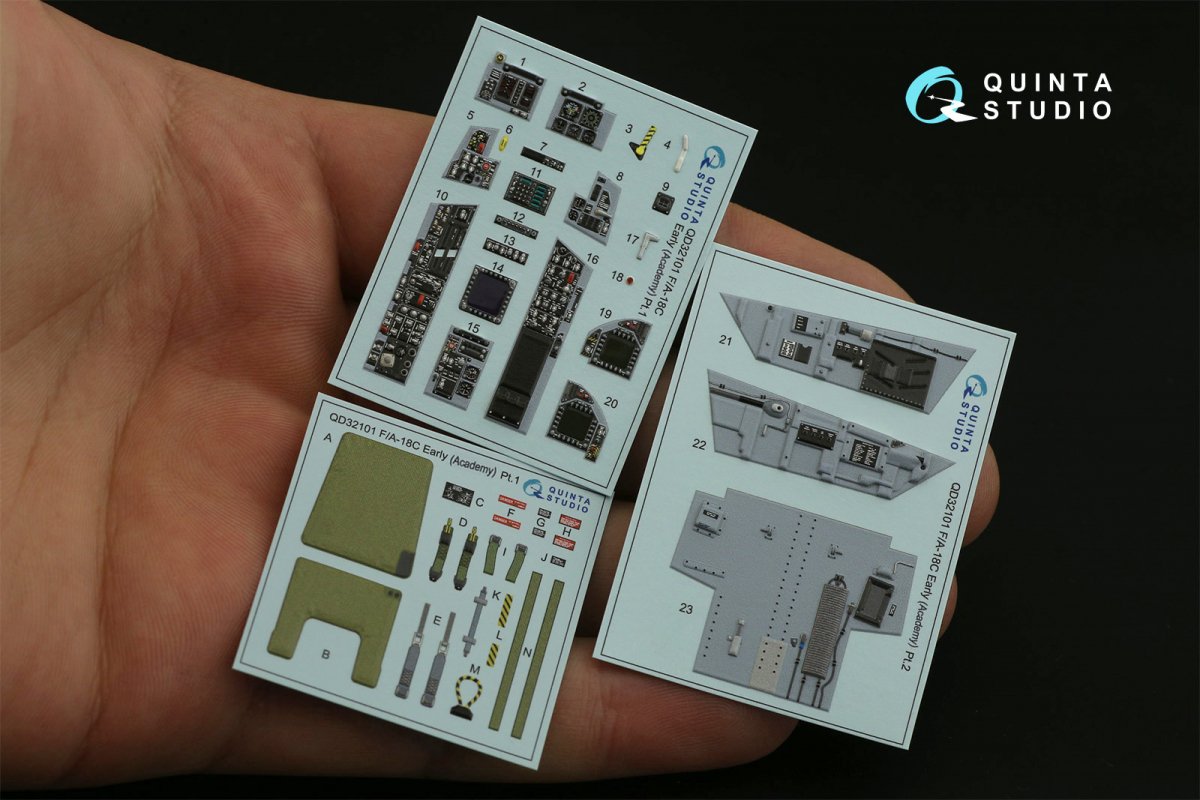 Intérieur imprimé en 3D et coloré sur papier décalcomanie Quinta Studio QD32101 F/A-18C Early (pour maquette Academy) 1/32 – image 2