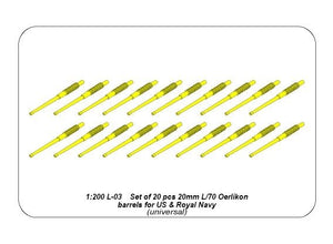 Aber 200L-03 Ensemble de 20 canons 20 mm L/70 Oerlikon Mk.10 pour navires américains 1/200 – image 4
