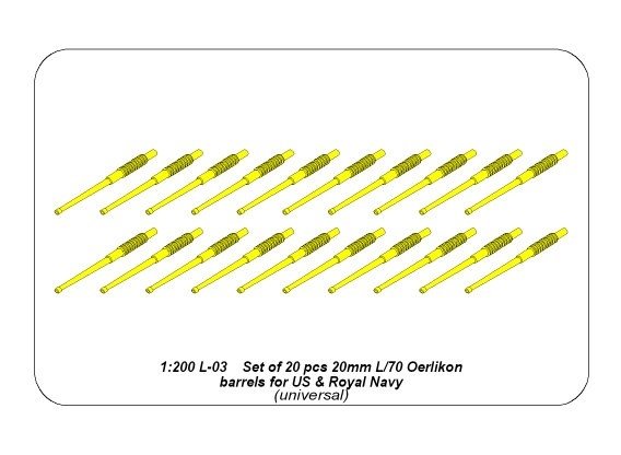 Aber 200L-03 Ensemble de 20 canons 20 mm L/70 Oerlikon Mk.10 pour navires américains 1/200 – image 4