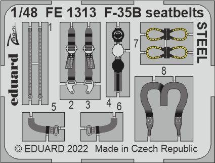 Ceintures de sécurité Eduard FE1313 F-35B en acier ITALERI 1/48