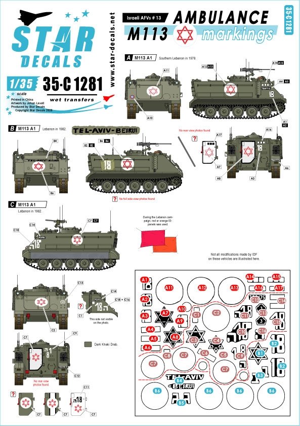 Star Decals 35-C1281 Véhicules blindés israéliens 13 1/35