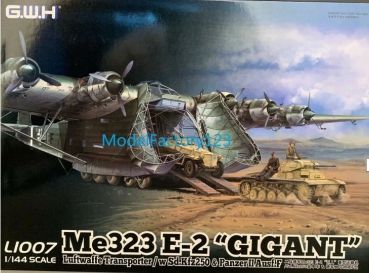 Great Wall Hobby L1007 Me323 E-2 &amp;quot;Gigant&amp;quot; Luftwaffe Transporter / avec Sd.Kfz250 &amp;amp; PanzerIIAusfF 1/144