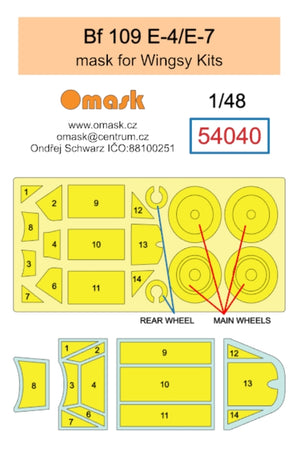 Masque Omask 54040 Bf 109 E-4 / E-7 (pour maquettes Wingsy) 1/48 – image 2