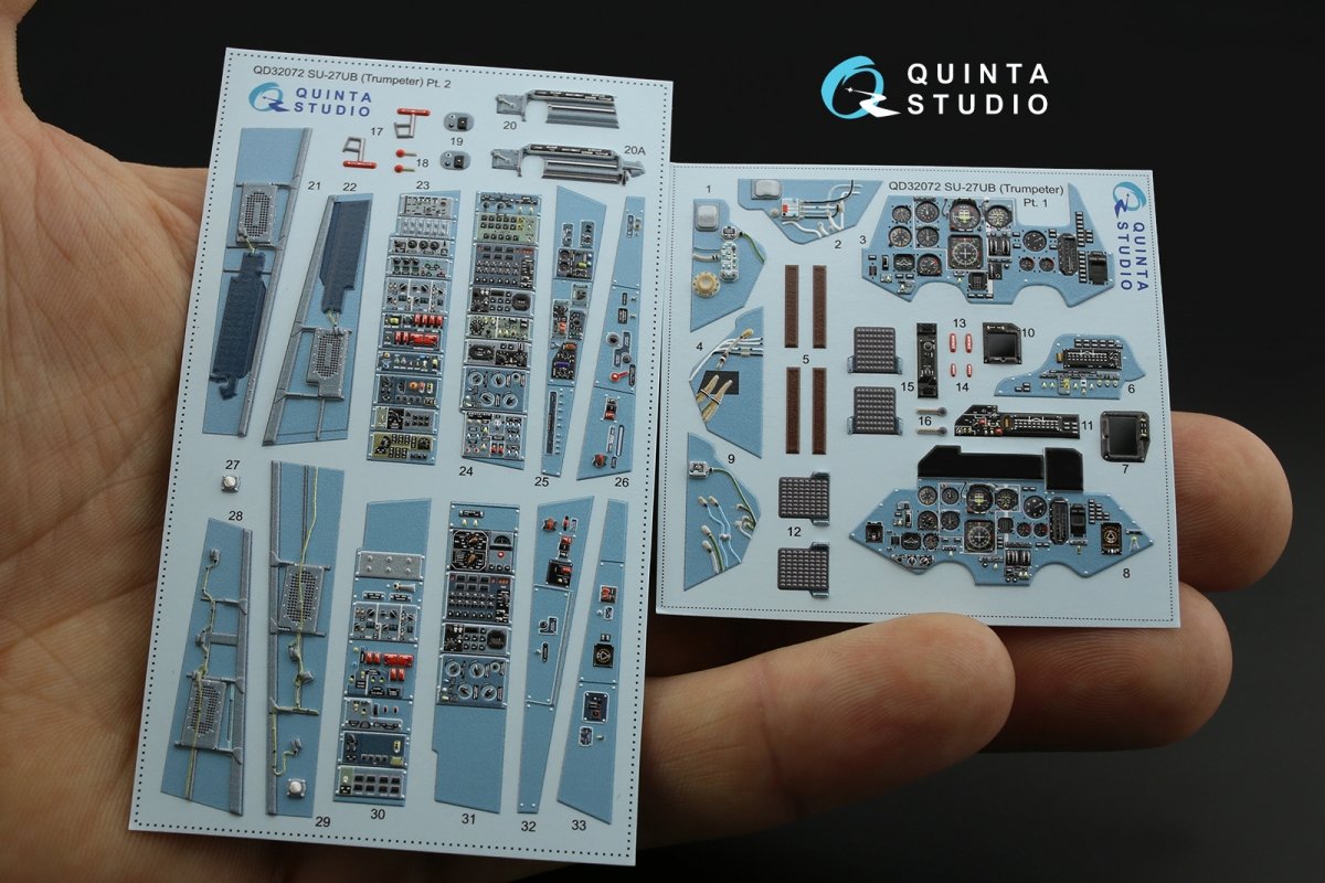 Intérieur imprimé en 3D et coloré sur papier décalcomanie Quinta Studio QD32072 Su-27UB (pour maquette Trumpeter) 1/32 – image 5