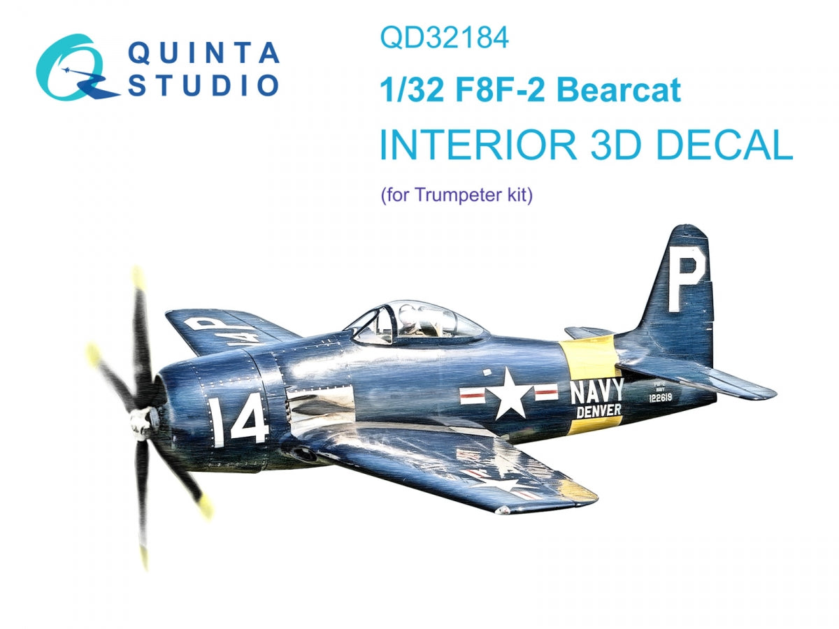 Intérieur coloré imprimé en 3D sur papier décalcomanie pour F8F-2 Bearcat (Trumpeter) Quinta Studio QD32184, échelle 1/32