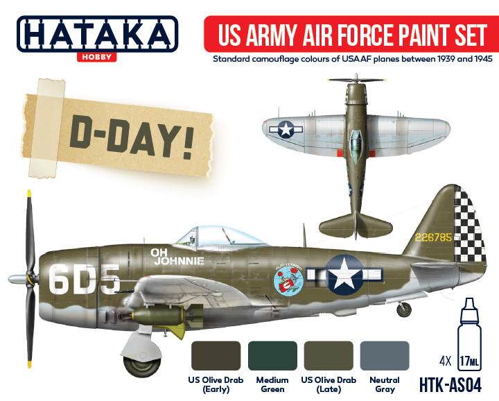 Coffret de peinture Hataka HTK-AS04 pour l'armée de l'air américaine (4 x 17 ml)