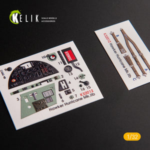 KELIK K32012 HAWKER HURRICANE MK.IIB - DÉCALCOMANIES 3D INTÉRIEURES POUR MAQUETTE REVELL 1/32