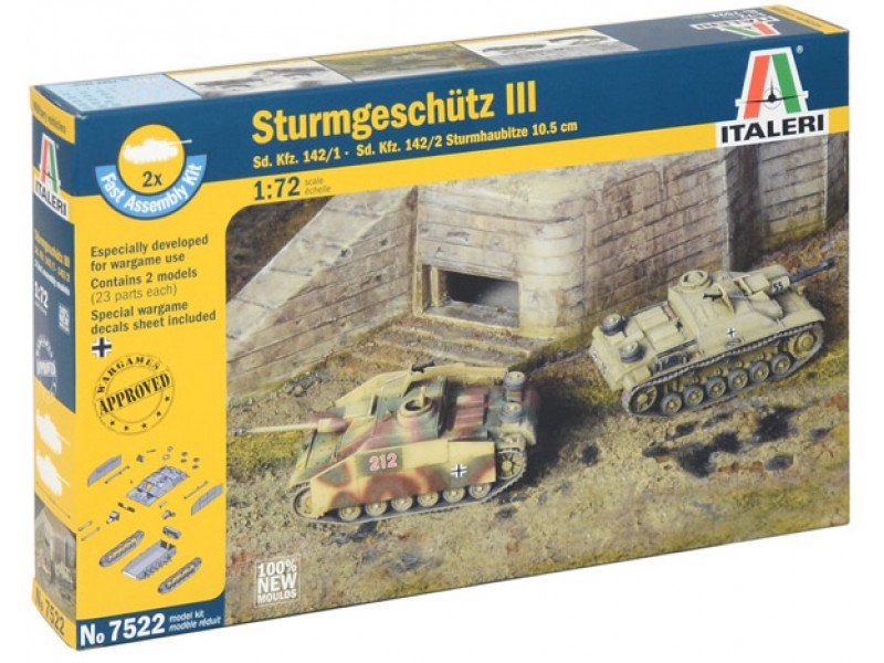 Italeri 7522 Sd.kFZ 142/1 STURMGESCH.III (2x fast kit) 1/72