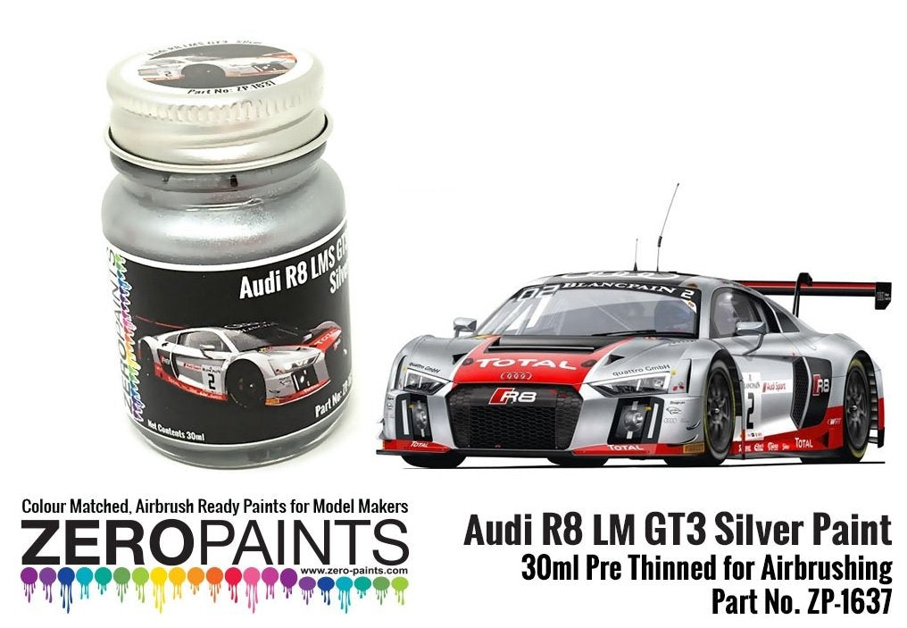 Peinture argentée Zero Paints ZP-1637 Audi R8 LM GT3, 30 ml 